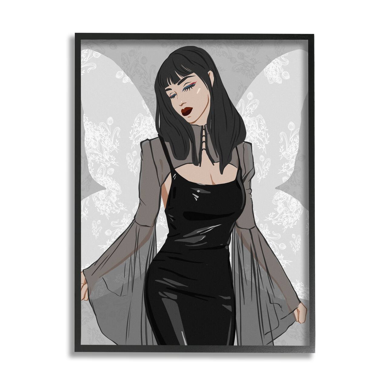 Stupell Industries Gothic Fashion Girl Framed Giclee Art